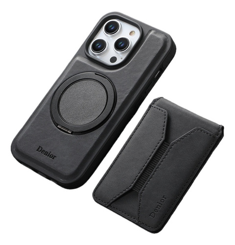 Capa De Couro 2 Em 1 Com Anel Giratório Para Iphone16