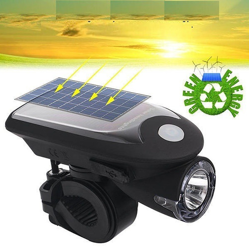 Potente Linterna Luz Bicicleta Solar Recargable 360º Usb
