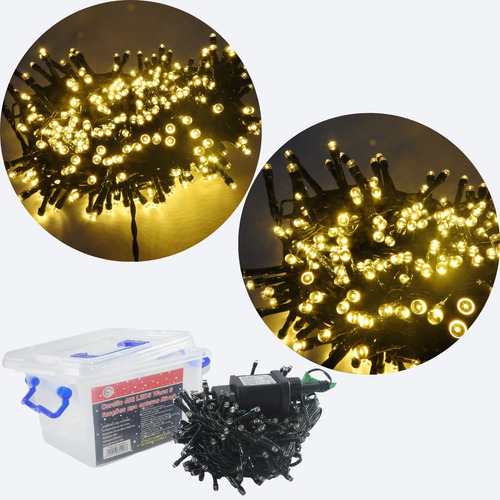 Cordão 400 Leds Natal Decoração Amarelo Pisca 12m Externo 9f