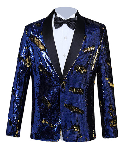 Chaqueta Traje Lentejuela Brillante Para Hombre Deportiva Un