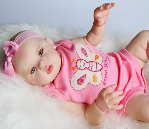 Boneca Bebê Reborn Realista De Silicone 48Cm - Olhos Azuis
