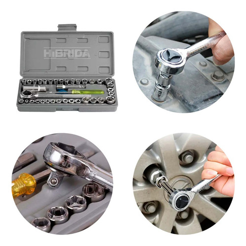 Juego Herramientas 40 Pzs Llave Inglesa Multiusos Set Dados