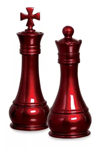 Trio Peças De Xadrez Rei Torre E Peão Decoração Cerâmica Vinho Scarlet