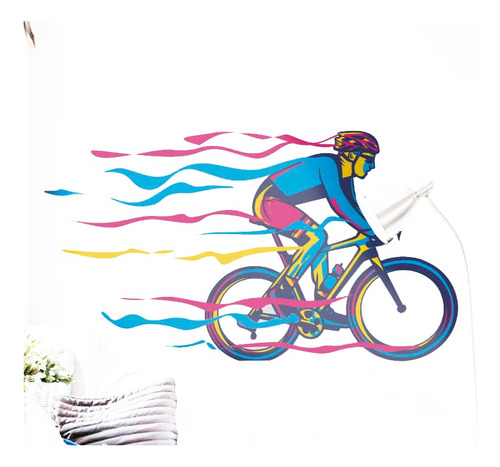 Vinilo Adhesivo Pared Ciclista Bici 97cms Full Color