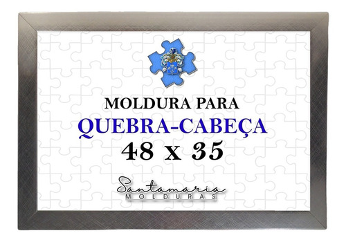 Moldura 48x35 P/ Quebra Cabeça Grow 500 Peças Prateado