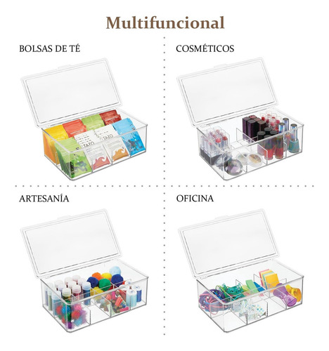 Caja Almacenamiento Bolsas De Té Con Tapa, Caja Organizadora