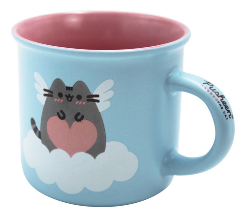 Taza Grande Para Cafe Gato Pusheen Porcelana Diseño 350ml Diseño Azul