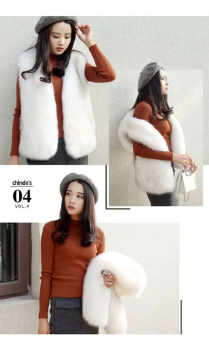 Chaqueta Tipo Chaleco De Piel De Zorro Para Mujer, Moda Otoñ
