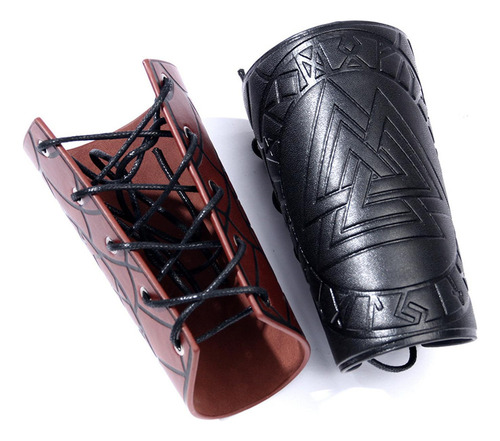 Xla Pulsera De Cuero Patrón De Triángulo Protector De Negro