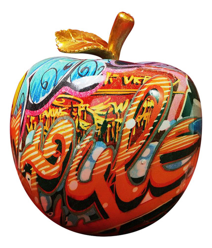 Ft Escultura Colorida, Manzana Pintada A Mano El