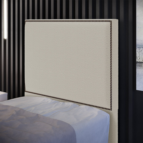 Cabeceira Box Solteiro Tachas 100 Cm Vicenza Bouclê Creme