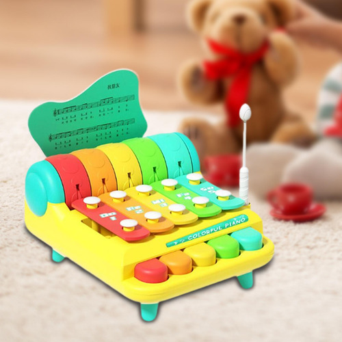 Xilófono 2 En 1 Para Niños, Juguetes 5 Claves Amarillo