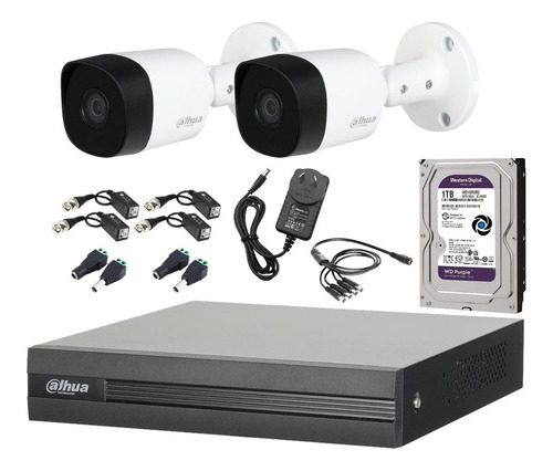 Imagen 1 de 8 de Kit Seguridad Dahua 4ch 5mp 1080p Fullhd + 2 Camara 2mp +1tb