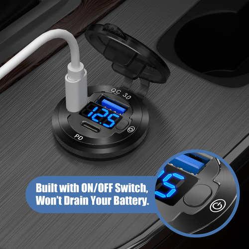 Enchufe Usb Redondo 12v 3 Puertos Cargador Rápido Marino Paquete De Uno