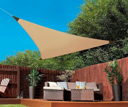 Malla Sombra 90% 4x4x4 M Triangulo Velaria Raschel Beige