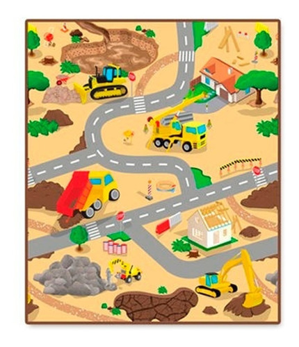 Alfombra Carpeta Infantil Calles Pista Mediana 100 X 120cm