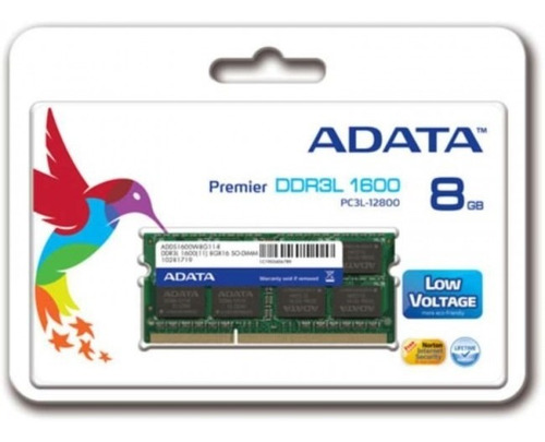 Memoria Ddr3l Adata 8gb 1600 Mhz Sodimm 1.35v  Adds1600w8g11