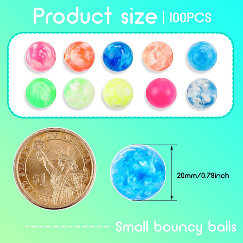 100 Bolas De Goma Rebote Mini Inflables Para Fiestas Y Regal