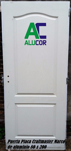 Imagen 2 de 9 de Puerta Placa Craftmaster 80x200 Marco Aluminio Blanco