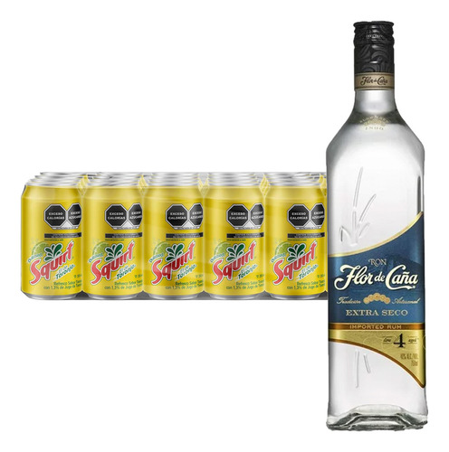Pack 24 Squirt 355 Ml + Ron Flor De Caña Blanco Extra Dry 4