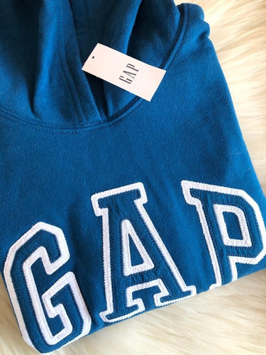 Poleron Gap Mujer Azul Con Capucha Y Bolsillos