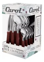 Comprar Set 24 Cubiertos Carol Fusion Mango Plastico Colores Pettish