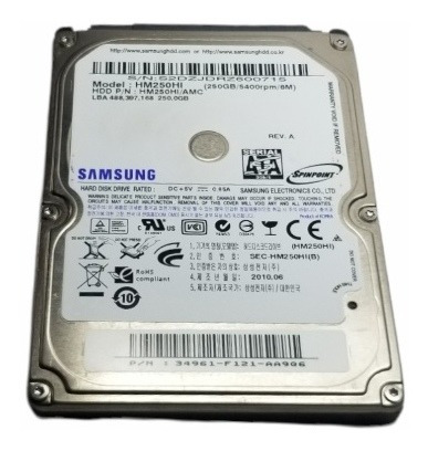 Imagen 2 de 5 de Disco Duro Interno Samsung Spinpoint M7 Hm250hi 250gb Sata