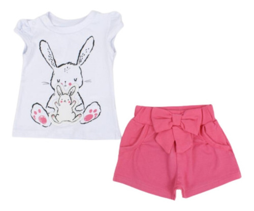Imagem 1 de 4 de Conjunto Bebê Menina Coelhinho Algodão By Gus Verão 4682