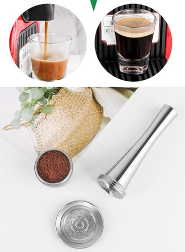 Imagen 7 de 10 de Cápsula Reutilizable Acero Para Nespresso Tapa Rosca Nuevo M