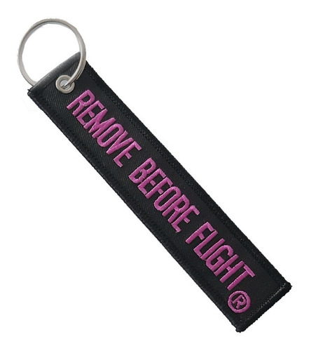 Llavero Clásico Negro Con Rosa Remove Before Flight®