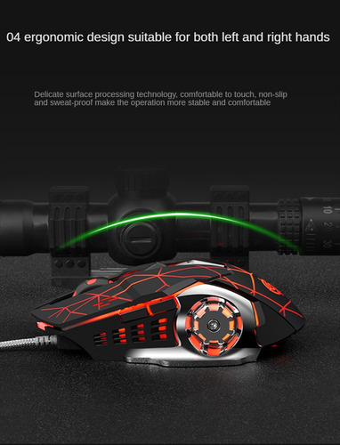 Mouse Gamer Alámbrico 6 Botones 4 Niveles Dpi Rgb K-snake Q5