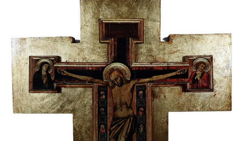Crucifijo De Giotto - Dorado A La Hoja - 37 X 40 Cm -