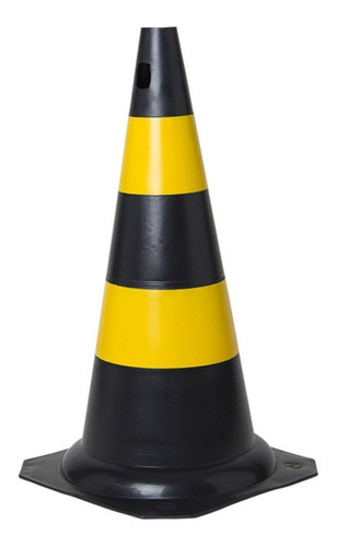 Cone Sinalização Preto E Amarelo - 50cm - Plt Plastcor