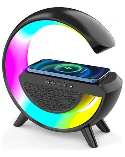 Luminária G Speaker Caixa Som Carregador Indução Rgb Bt A Cor Preto