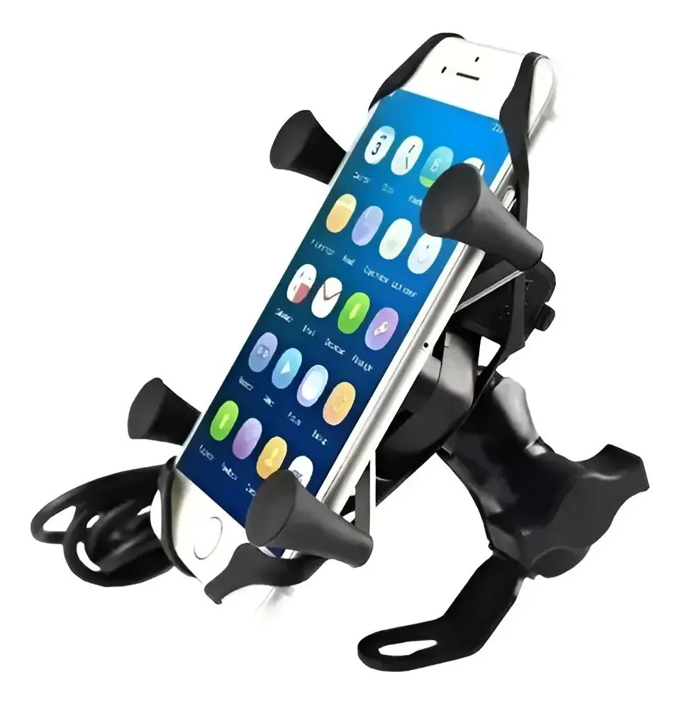 Suporte Celular Moto Garra X Usb Carregador Motoboy Uber Preto