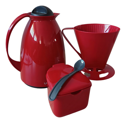 Kit termo Teapot Coffee para colador de azúcar rojo y soporte de filtro