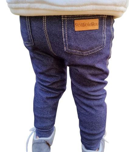 Calça Sarouel Unissex Malha Jeans Azul Marinho Tam 2-10 Anos