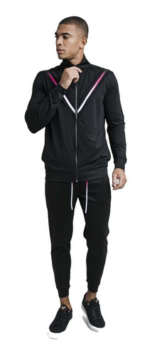 1/4 Zip Function Tade Funnel Neck Hoodie Black & Tri Fade M 