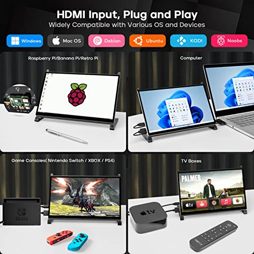 Pantalla Roadom Raspberry Pi, Monitor De Pantalla Táctil 10.