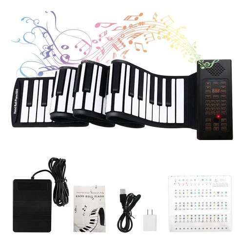 88 Keys Roll Up Piano Con Pedal Beater De Piano Portátil Num