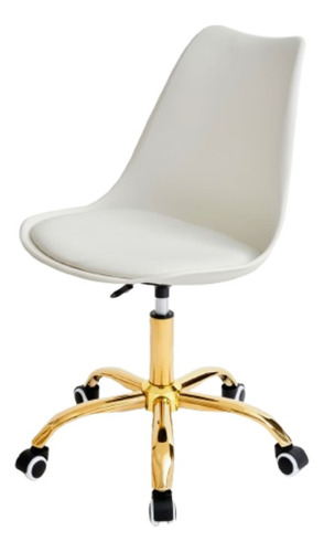 Set 2 Pieza Silla De Oficina Estilo Eames Blanco Base Dorado