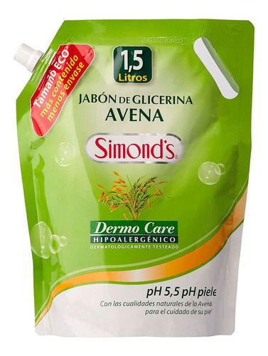 Jabón Líquido Simonds Dermo Care Avena 1.5 L