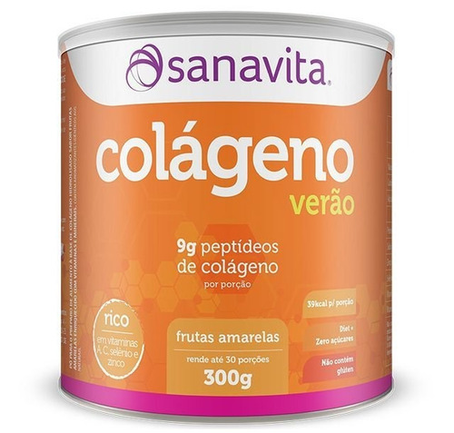 Colágeno Hidrolisado 300g Marca - Sanavita - Frutas Amarelas