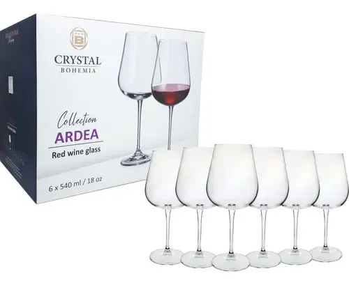 Jogo 6 Taças  Cristal Bohemia Água Vinho 540ml Linha Ardea Transparente