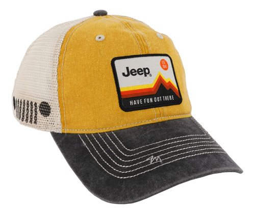 Jeep Have Fun Out There Patch Garment Washed Trucker Hat Un.