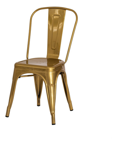 Imagem 1 de 3 de Cadeira Tolix Iron Design Chrome Gold