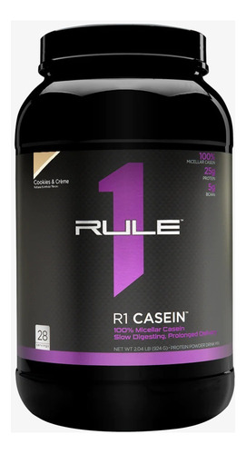 Proteína Rule 1 / 100% Micellar Casein / 2 Lbs / 28 Srv / Sabor Cookies & Crème