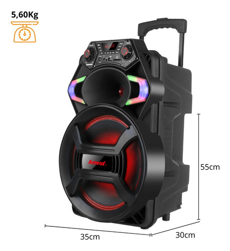 Caixa Amplificada Amvox Aca 550 Strondo Ii 550w Bivolt Preto