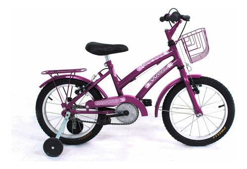 Bicicleta  de passeio infantil WRP Cindy Baby aro 16 freios v-brakes e cantilever cor violeta com rodas de treinamento