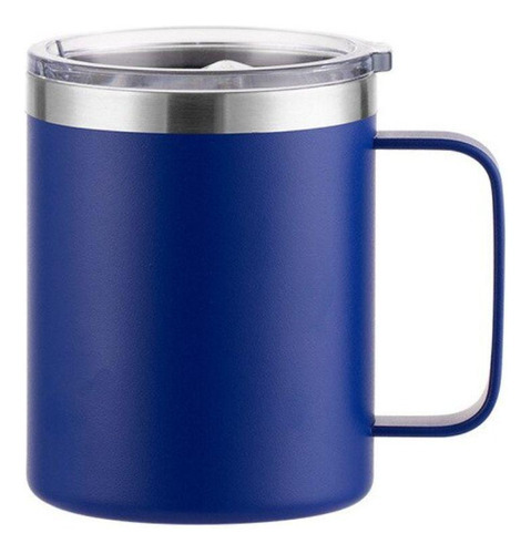 Caneca Térmica Aço Inoxidável 350ml Com Tampa Mug Azul